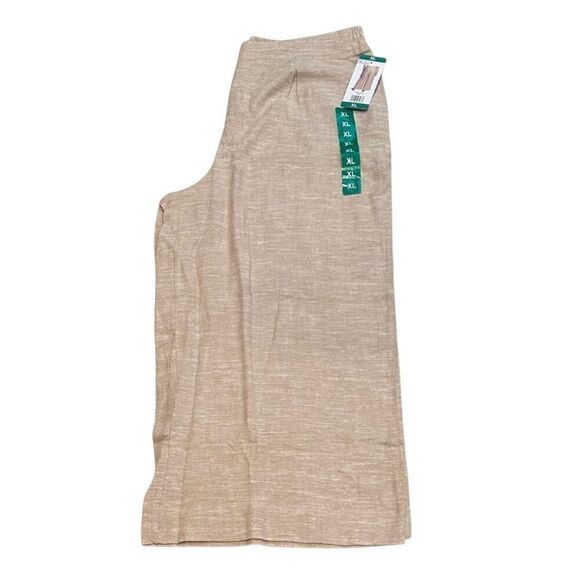 NWT ELLA MOSS Linen Blend Ankle Pants XL Tan Wide Leg Pockets Elastic Waist New - Picture 4 of 16